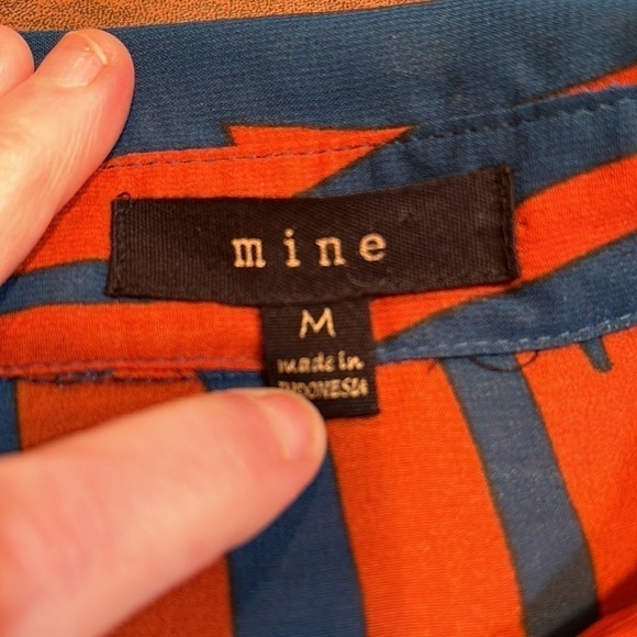 “mine” Burnt Orange & Dark Teal Sheer Blouse Size M - Picture 5 of 7
